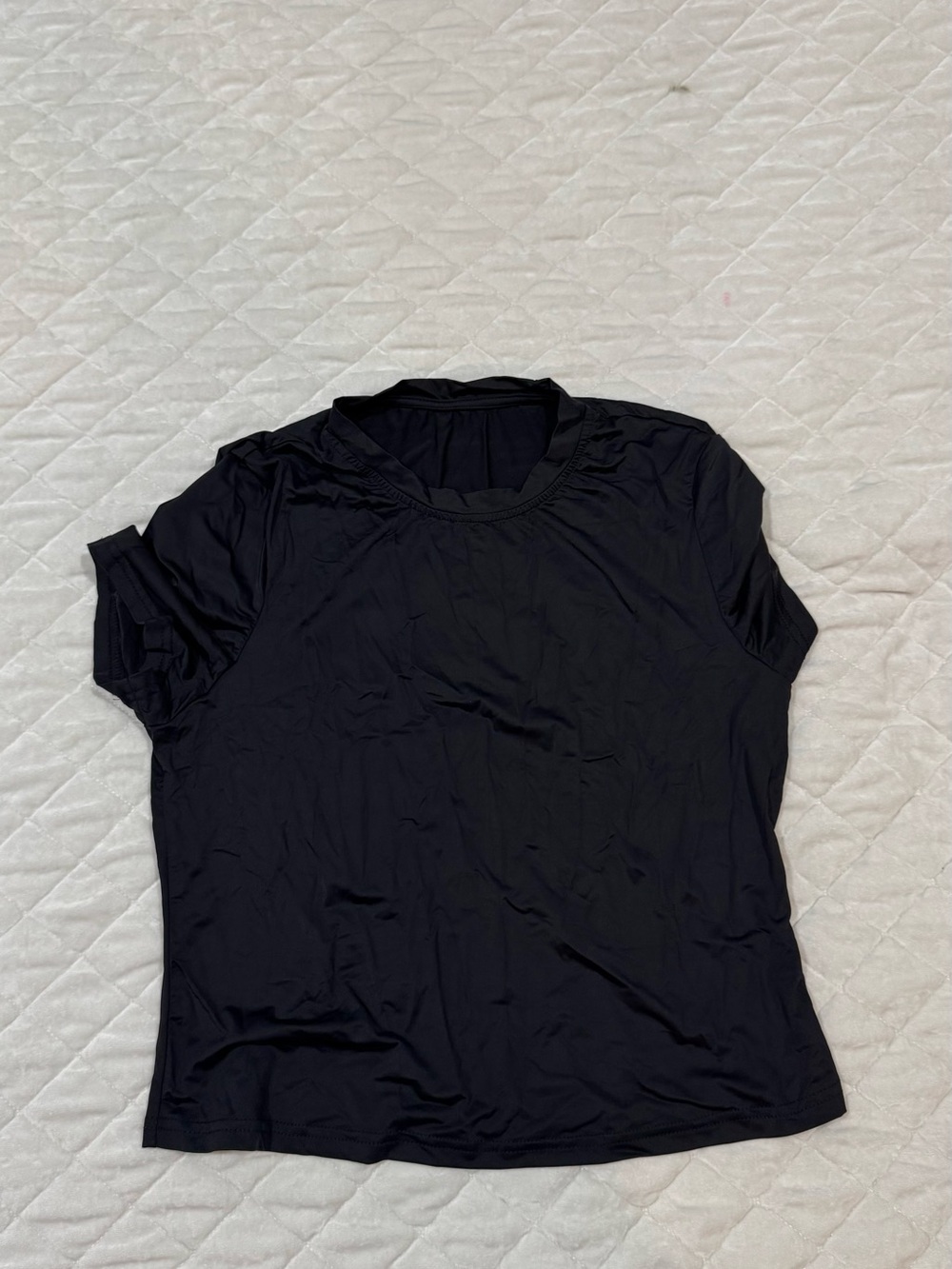 Women's Black Short Sleeve Crewneck Top